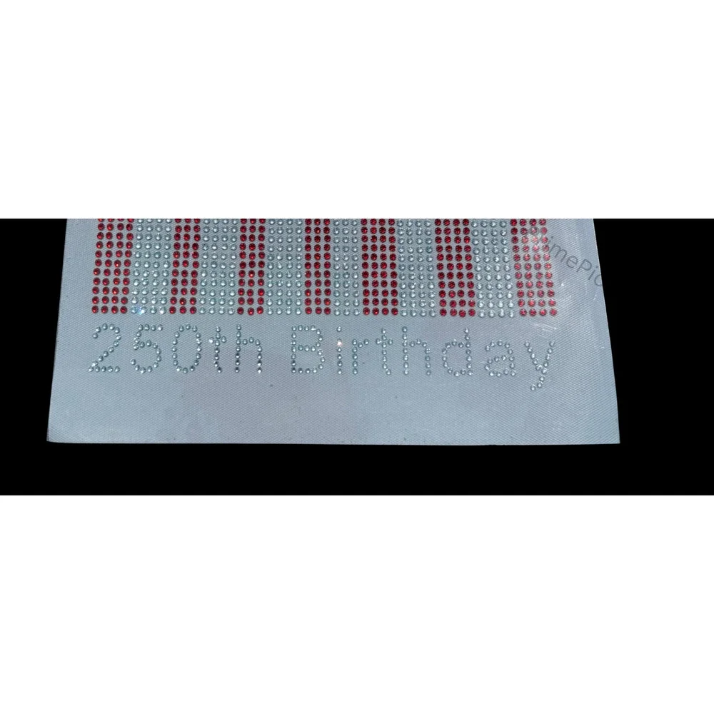 USA Flag Rhinestone Iron-On Patch 250th Birthday Bling Applique 11x7 DIY